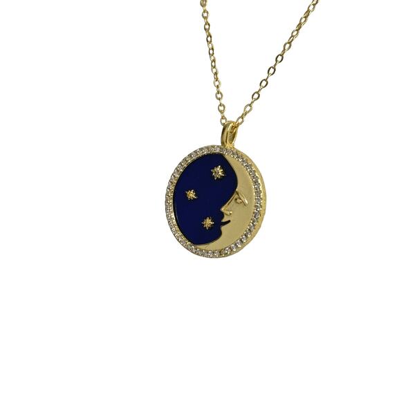 Icon Moon and Star Pendant Gold Tone Necklace - Picture 5 of 7
